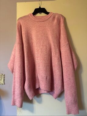Zara Oversized Crewneck Sweater Pink Size Medium